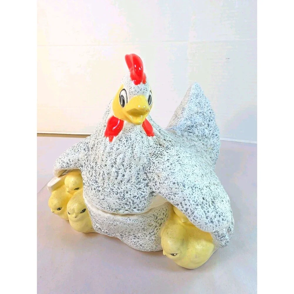 Rare Grey Speckled Vintage Arnel's Mother Hen & Chicks 1930s Chicken Farmhouse